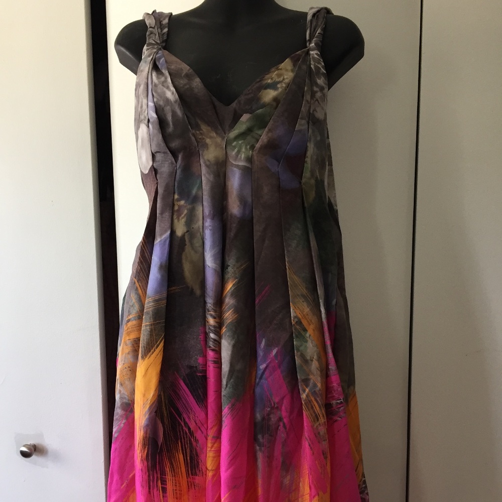 Matthew Williamson, auth. NWT, fucshia/multicoloured silk parachute dress, S- 10